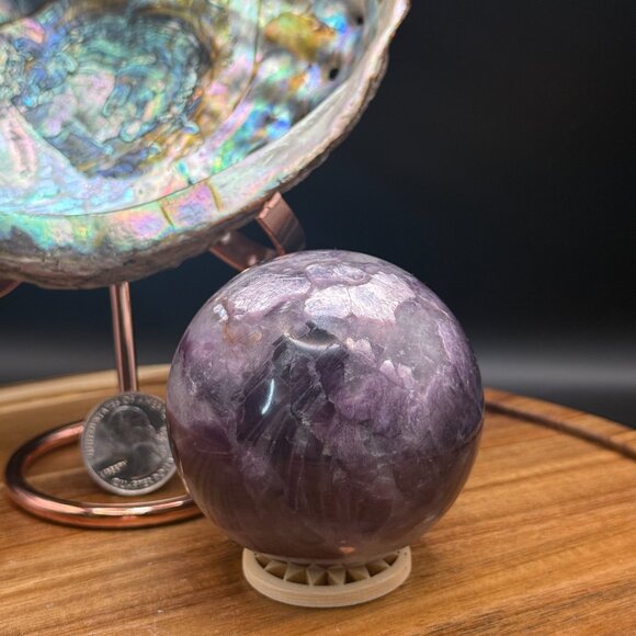 Lepidolite Purple Mica Sphere Flashy Natural Crystal 62.8mm 368.54g - Picture 5 of 6